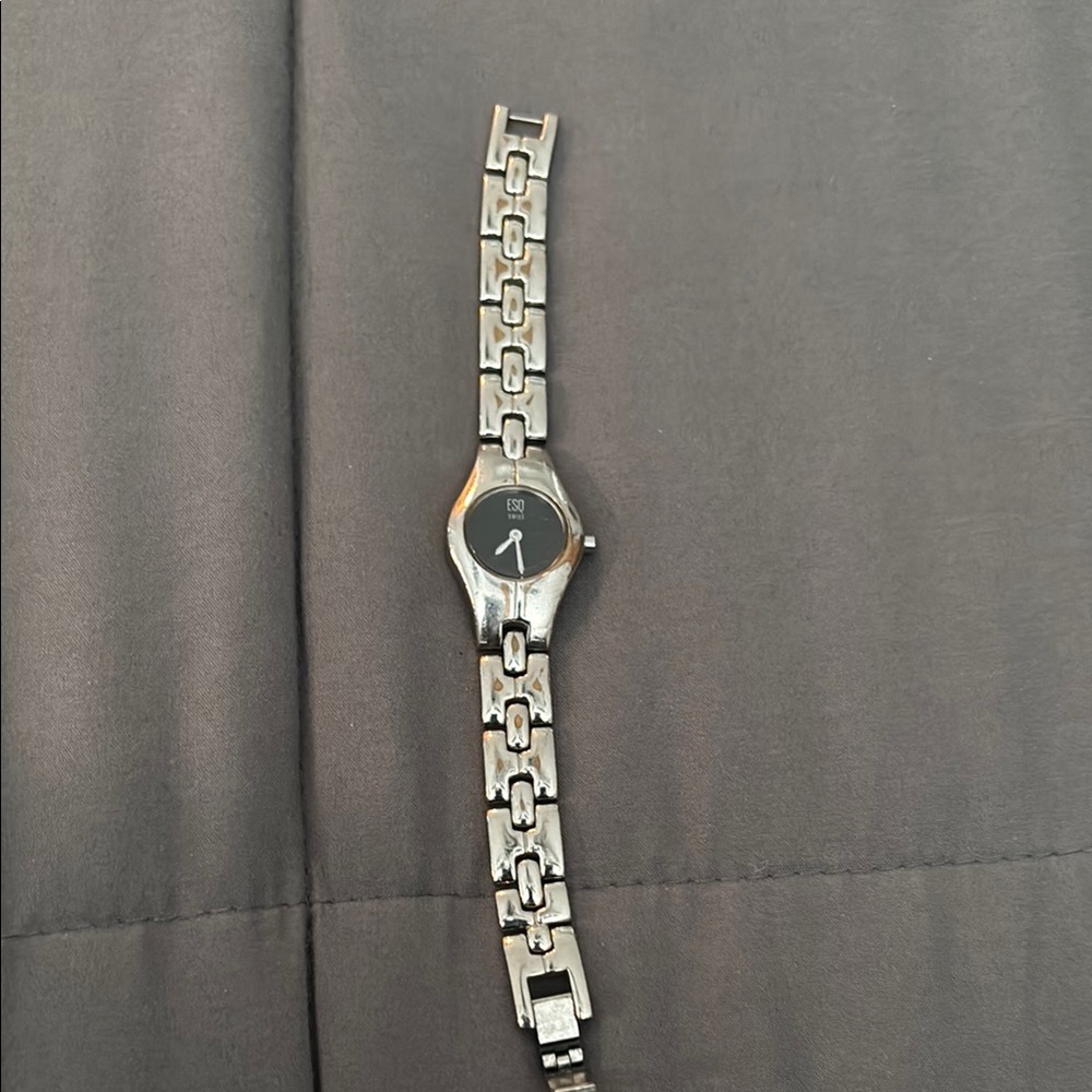 ESQUALO Silver and Black Women's Watch